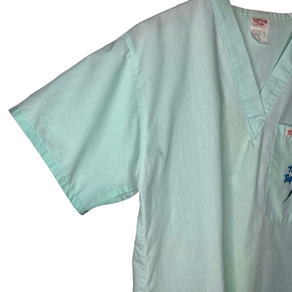 Vintage 1985 Hawaiian Tropics mint parrot graphic v neck shirt made in USA Sz S - Picture 6 of 7